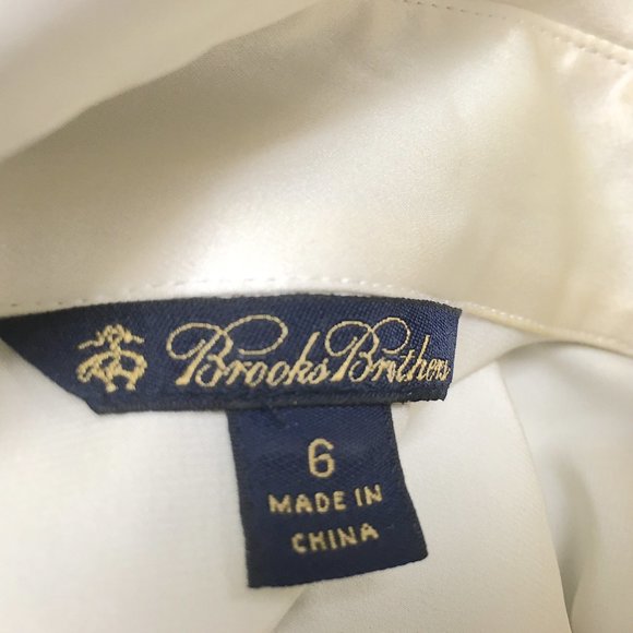 Brooks Brothers cream silk button up long sleeve collared shirt top classic 6 - Picture 5 of 5